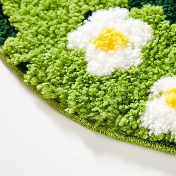 NEW Cute Green Floral Bath Mat Microfiber Moss Bathroom Rug 16''Wx24''L Non Slip - Picture 7 of 7